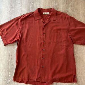 Tommy Bahama men's size XL rust colored 100% silk short sleeve button-down shirt